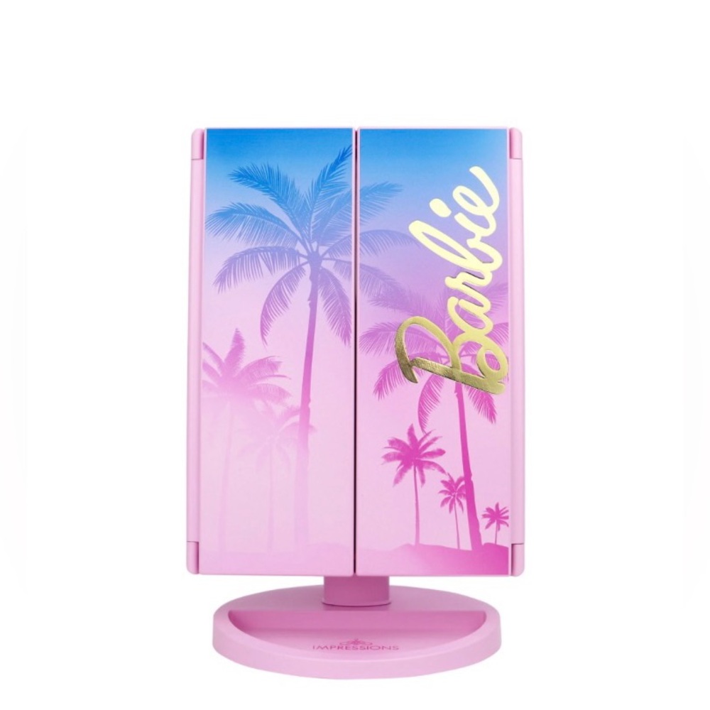 Impressions Barbie LED Makeup Mirror Tri Fold with Magnification